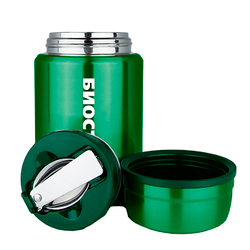 Термос для еды Biostal Охота (0,5 литра), с ложкой, зеленый