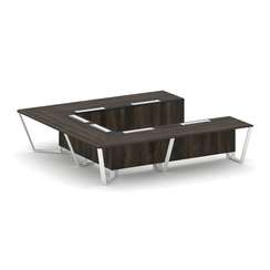 Steel Meet Стол переговорный П-образный KMK-PR.B.SP-11P Дуб Мали/Графит Глянец/Металл Белый 3200*320