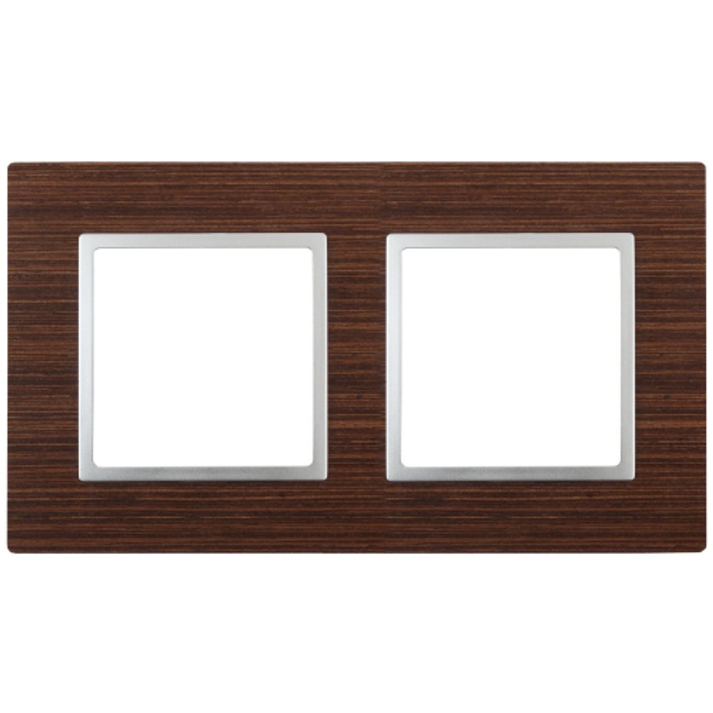 14-5302-10 ЭРА Рамка на 2 поста, дерево, Эра Elegance, венге+алюм