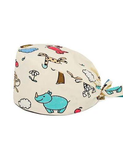 Шапочка медицинская, принт "Носорог", бежевая