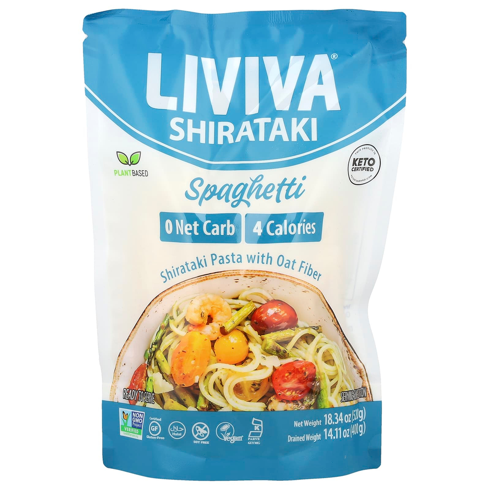 LIVIVA, спагетти, паста ширатаки с клетчаткой овса, 520 г (18,34 унции)