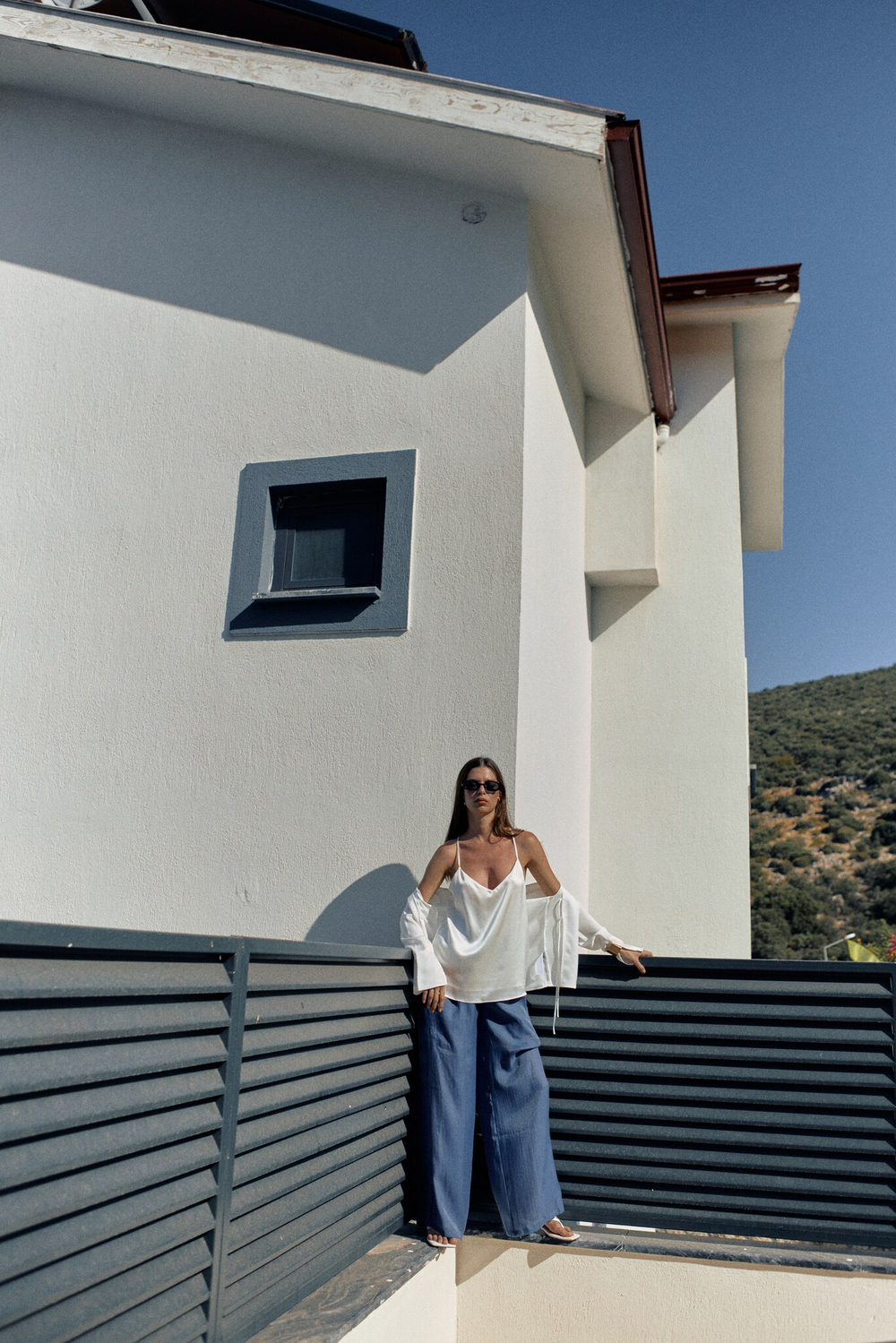 Топ шелковый на подкладке Mollen белый