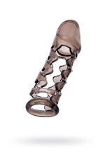 Стимулирующая насадка на пенис с креплением за мошонку XLover (11,5 см) (Цвет: прозрачно-черный)