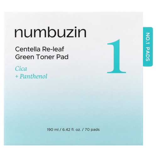 Numbuzin, Pad, тонер с готу колой, № 1, 70 шт., 190 мл (6,42 жидк. унции)
