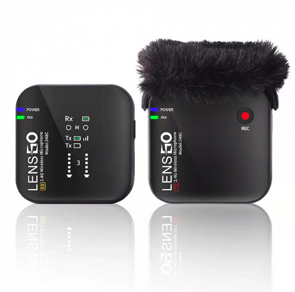 Радиомикрофон на LENSGO 348C Black 1v2  на 2 канала (черный)