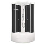 Душевая кабина Domani-Spa Delight Slim 88 high 800*800*2180, высокий поддон, прозрачное стекло, задняя черная панель, без электрики