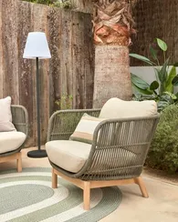 Уличное кресло Catalina, зеленый корд, массив акации