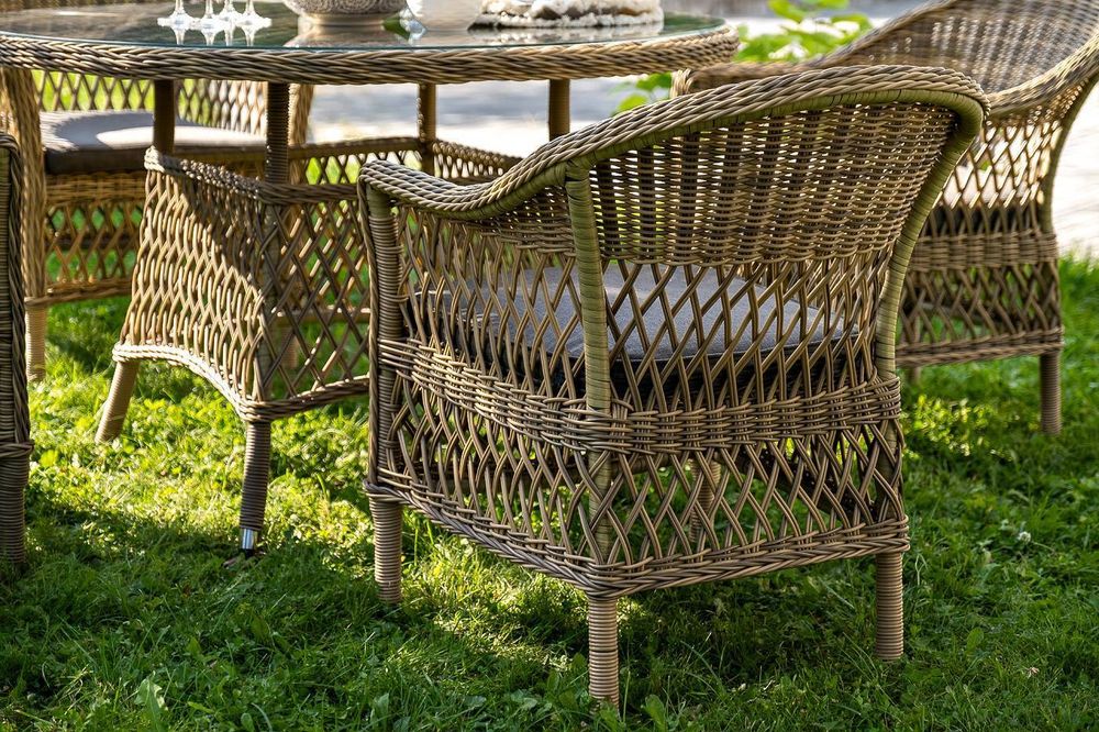 "Дольче" обеденная группа из искусственного ротанга, цвет соломенный