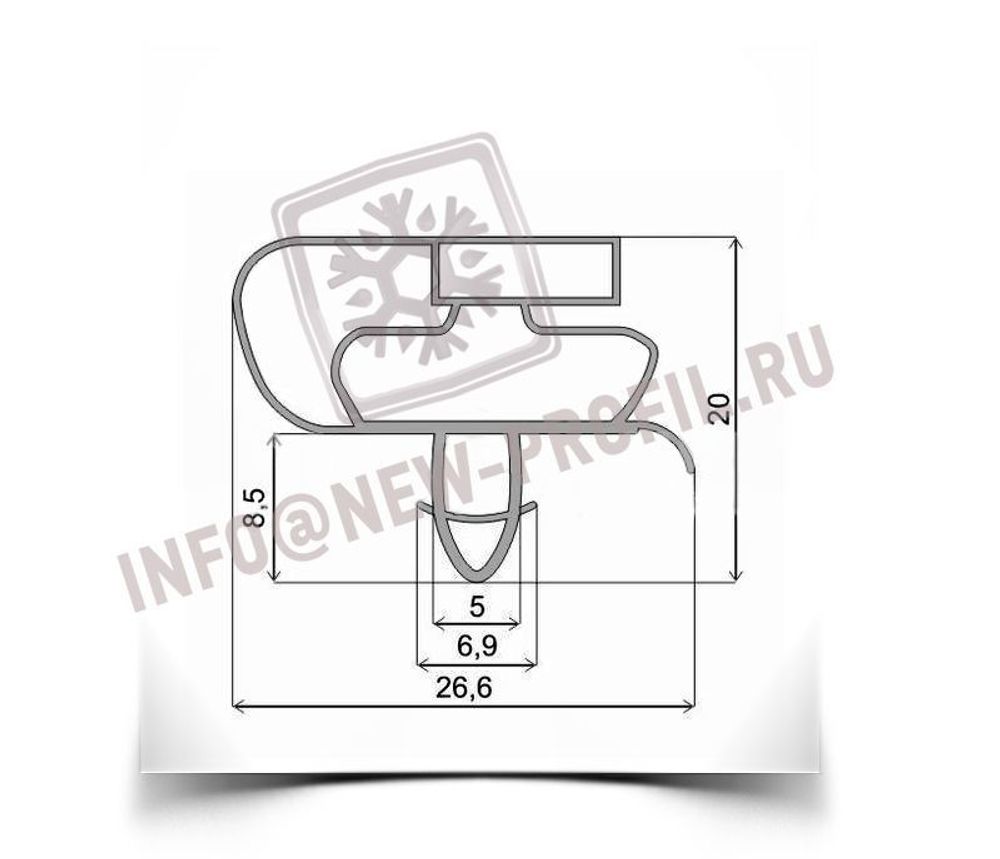 Уплотнитель для холодильника  Electrolux ERD22098W х.к. 970*465 мм по пазу (021/010 АНАЛОГ)