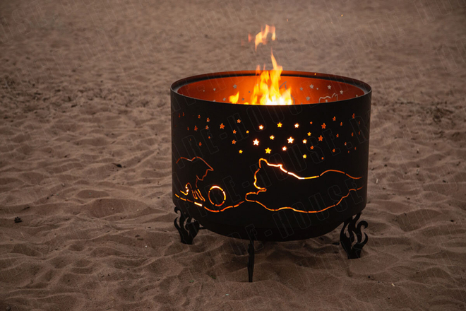 Костровая чаша Fire-House Коты и звезды Премиум (с зольником), 80 см