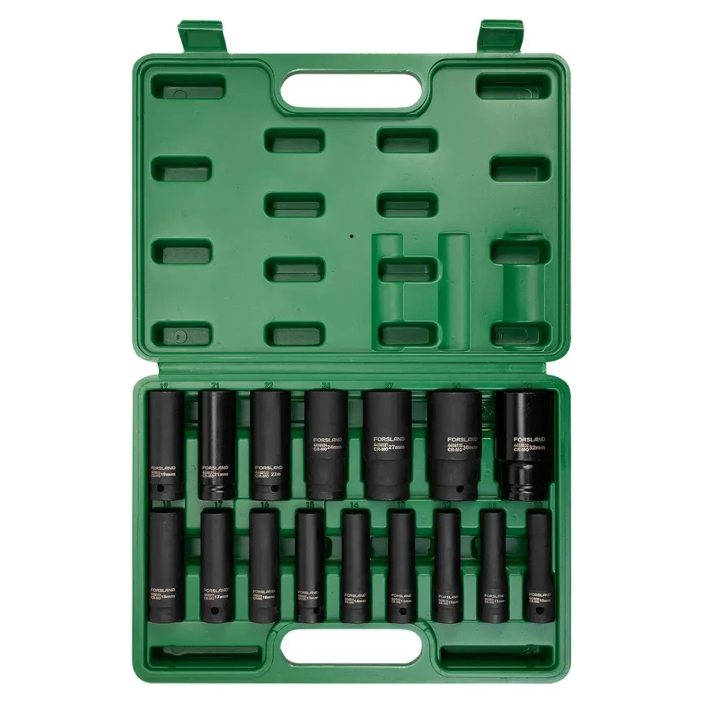Набор головок ударных глубоких 16пр. 1/2"6pt Forsland-4167-5MPB