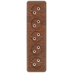 Розетка Intro Quadro 2-209-10 без заземления пятиместная 5х2P 16А-250В IP20 ОУ венге | Intro