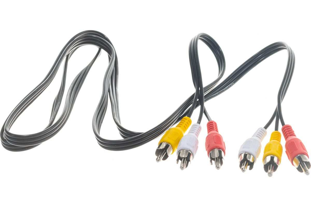 Шнур REXANT 3 RCA - 3 RCA, длина 1.5 метра, черный 17-0202