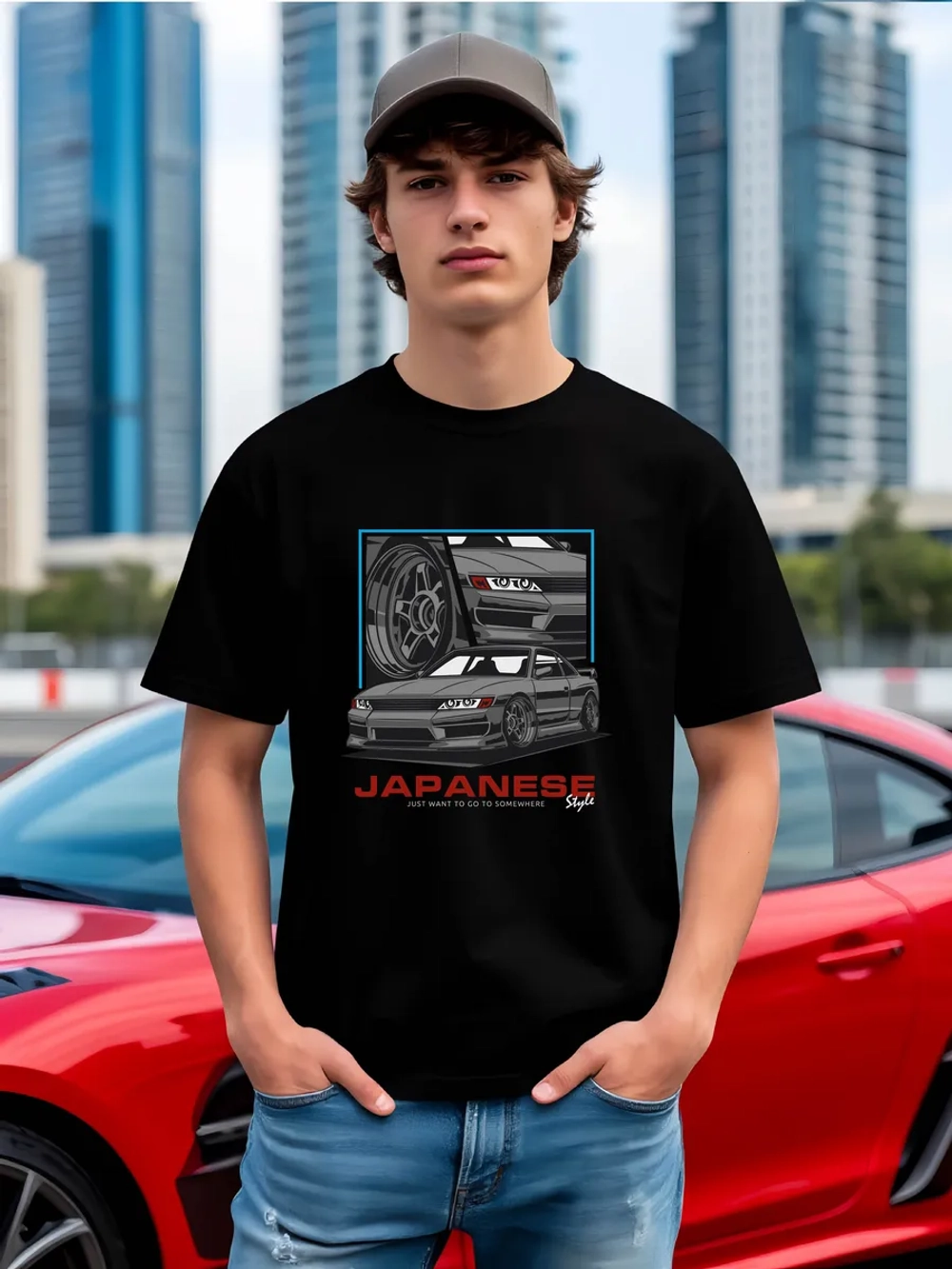 Футболка мужская y2k с принтом машиной