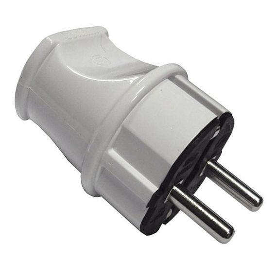 Вилка электрическая Makel 6А без заземления белая 01547