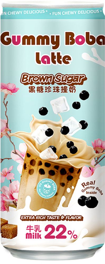 Газированный напиток O&#39;s Bubble Gummy Boba Latte Brown Sugar &quot;Коричневый сахар&quot; 0.47 - банка