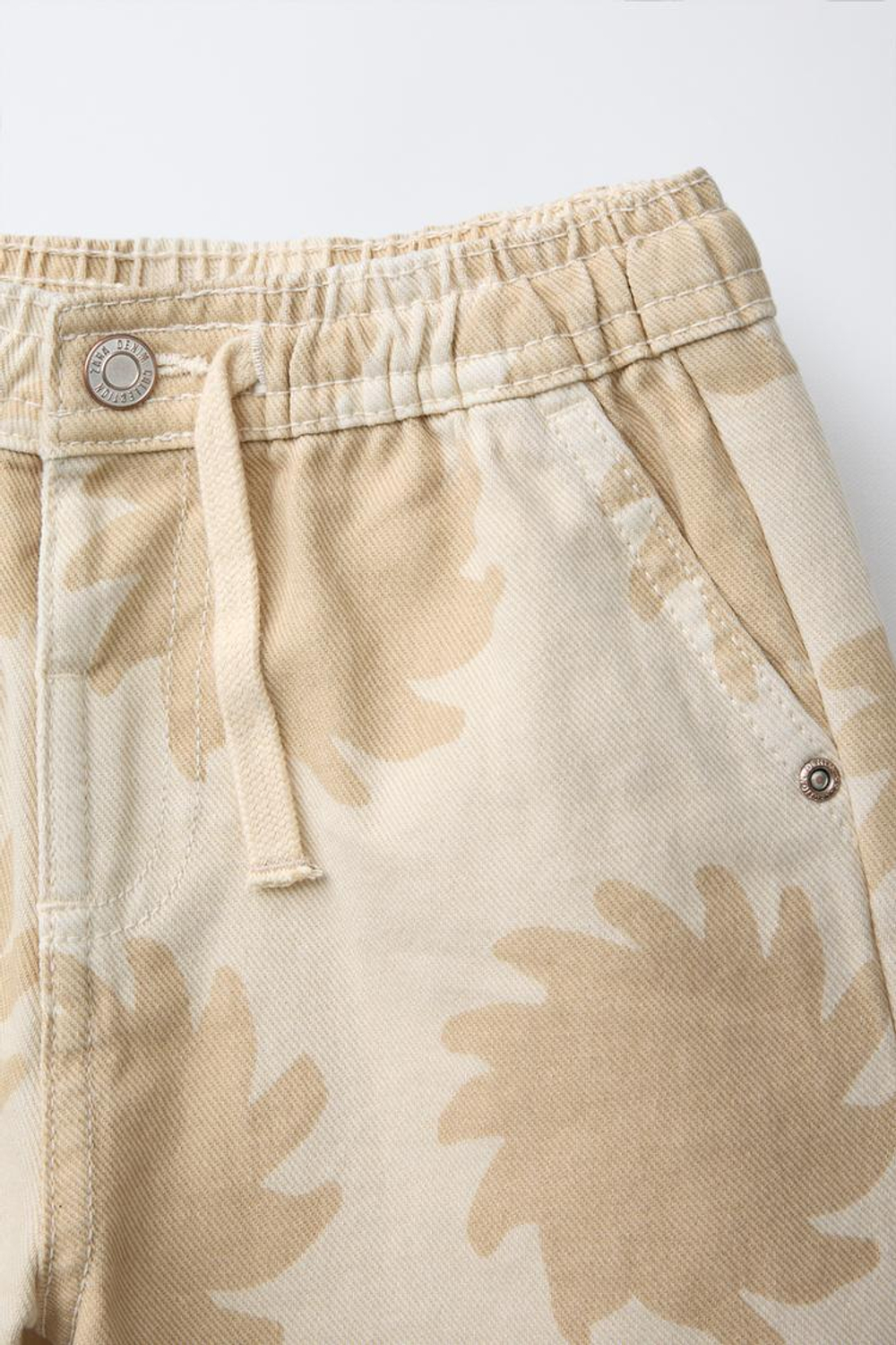 ZARA ШОРТЫ С ПРИНТОМ «СОЛНЦЕ», ПЕСОЧНЫЙ