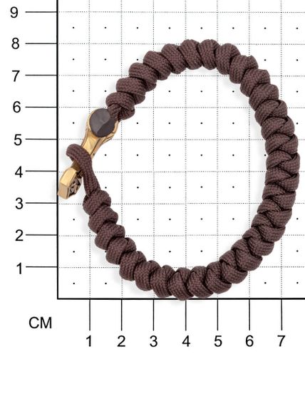 Браслет из темно-коричневого паракорда с шармом Молот тора Bayer из бронзы, на размерной сетке