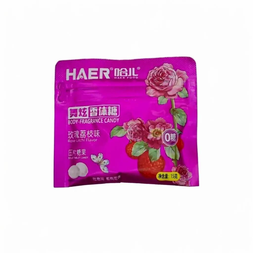 Драже "Haer" без сахара со вкусом розы и личи