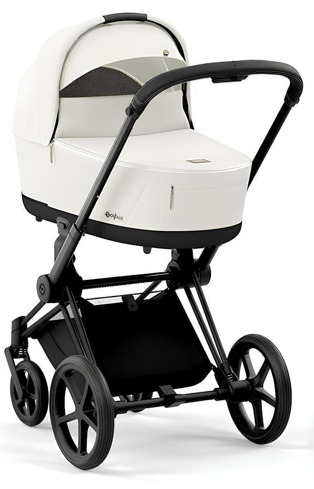 Коляска Cybex Priam IV Matt Black complete Aton S2 Hibiscus Red Base One 4 в 1 Off White