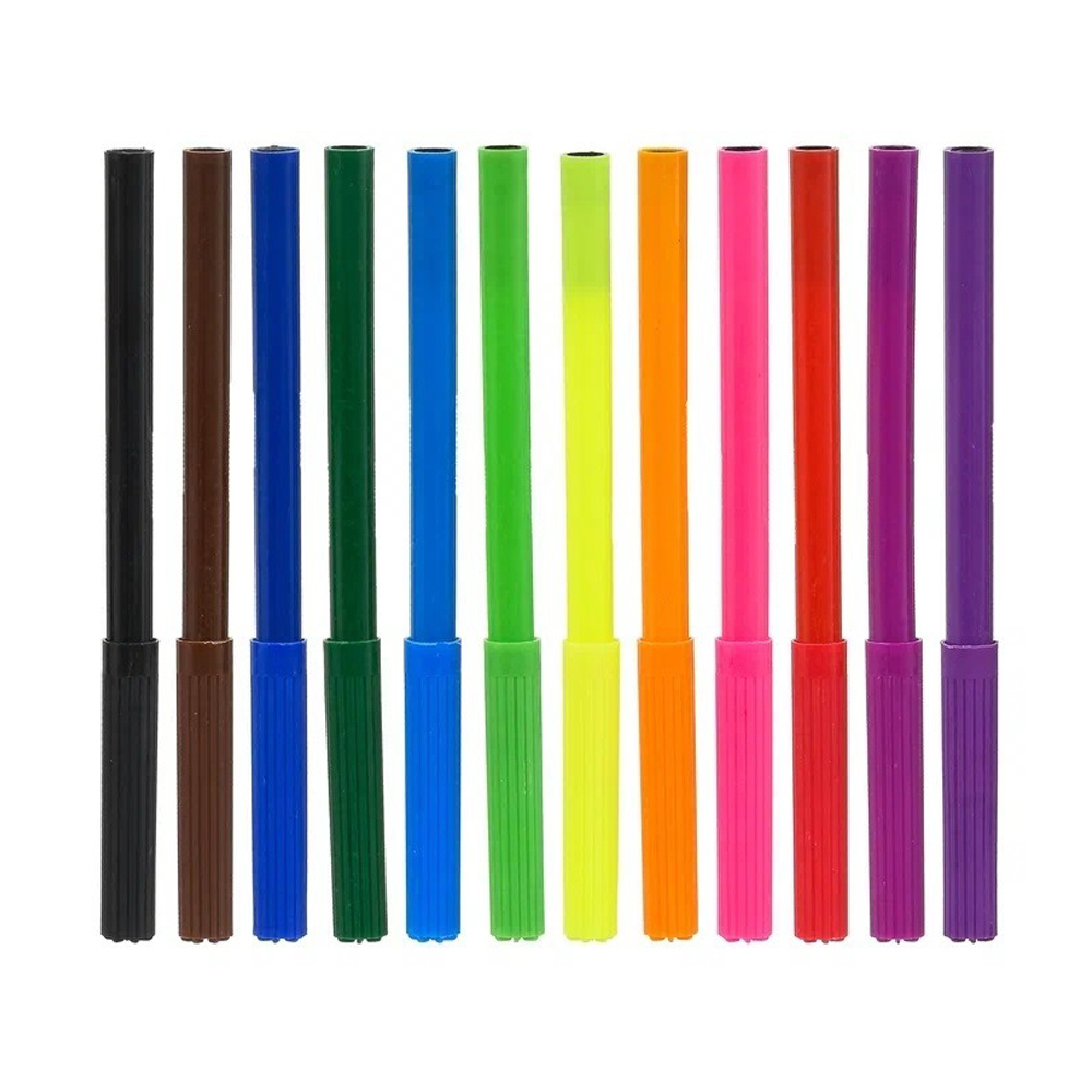 Фломастеры Basir, серия "Зайчик", разноцветные, набор 12 шт