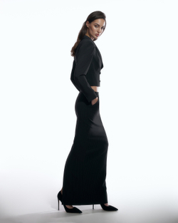 Жакет двубортный укороченный в полоску на пуговицах