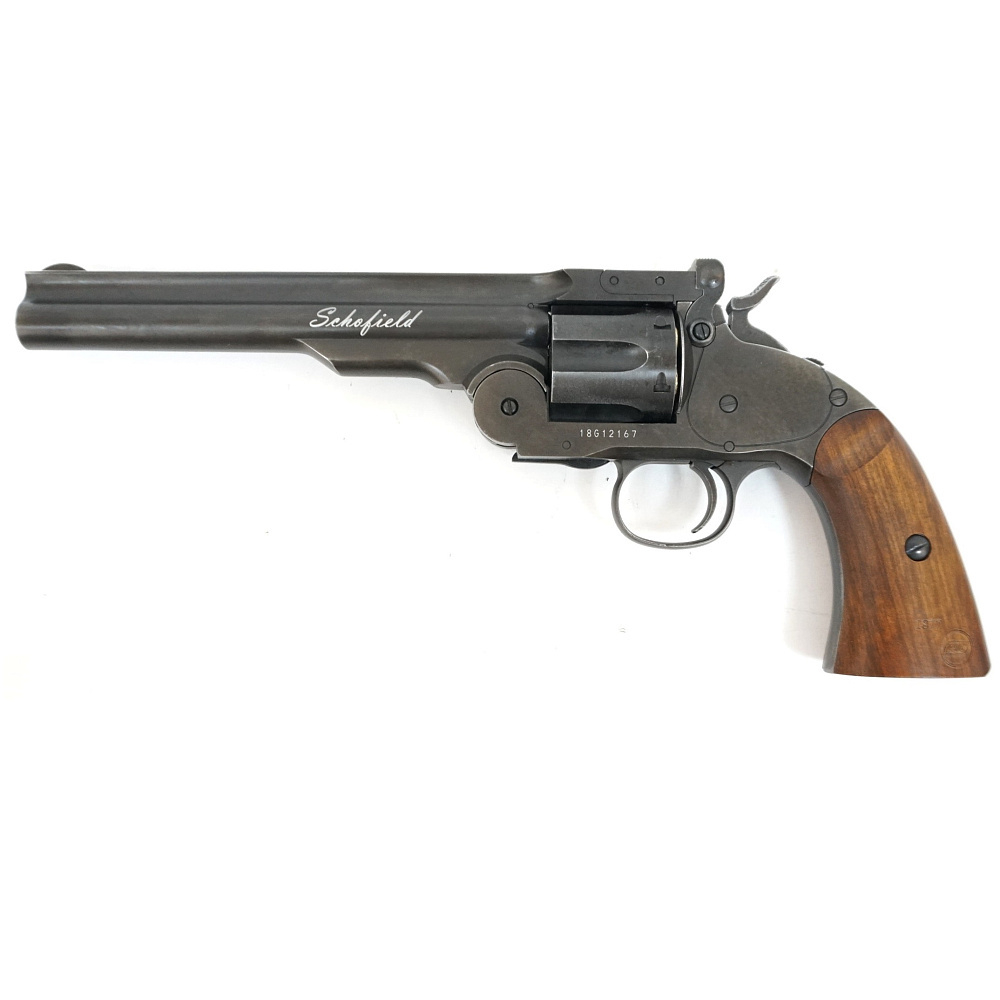 Пневматический револьвер ASG Schofield 6” (Schofield 1) Aging Black (пулевой)