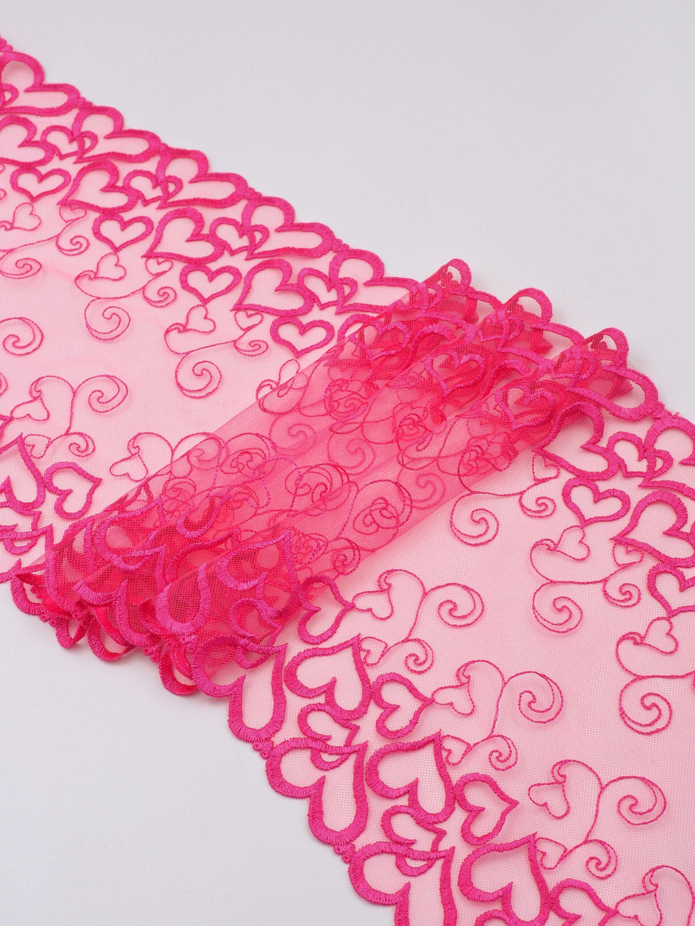 Вышивка на сетке малиновая фуксия неэластичная ширина 25 см