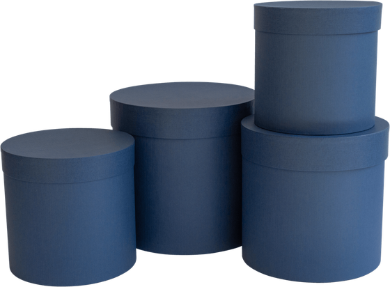 Коробки круглые набор из 4шт синий