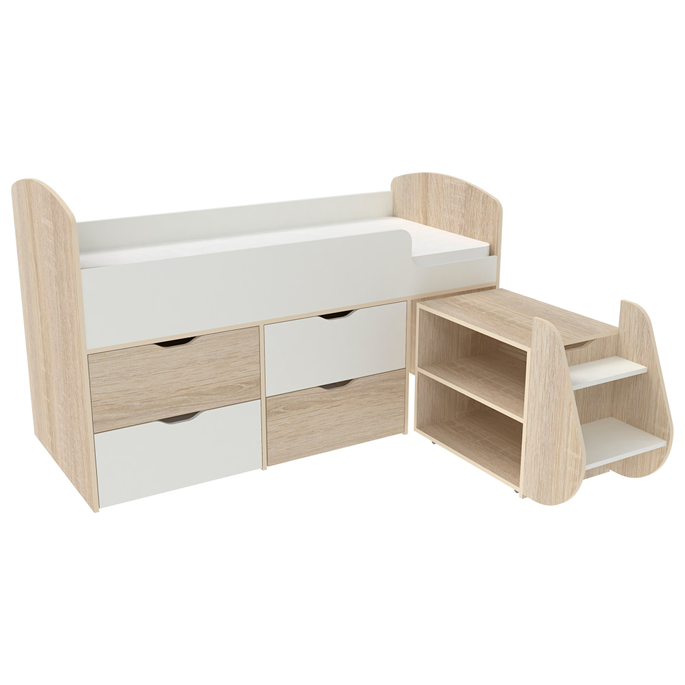 Кровать-чердак КарИВи Малыш 7 Дуб Сонома Белый