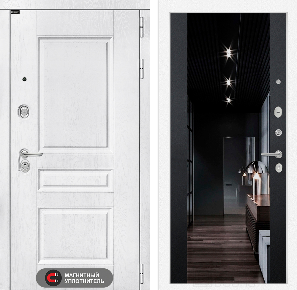 Дверь Входная Лабиринт VERSAL  С зеркалом Максимум с тонировкой Черный кварц