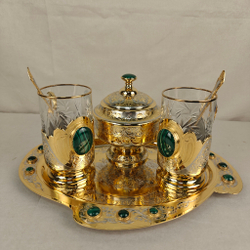 Чайный набор с подстаканниками на 2 персоны "Роскошный малахит"