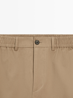 Massimo Dutti Брюки-джоггеры из смесовой хлопковой ткани, охра