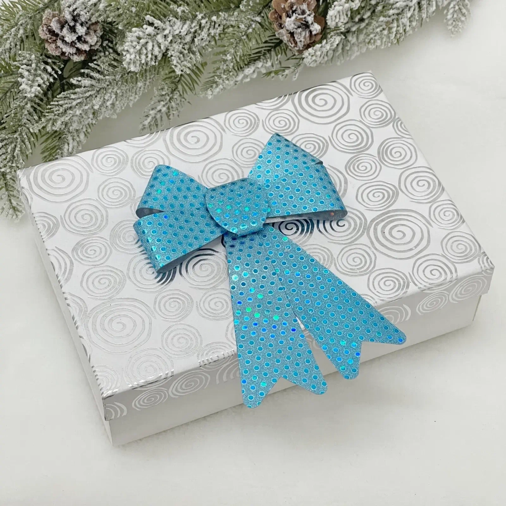 Бант на ёлку «Искры» 14*19 см (набор 2 шт), Голубой