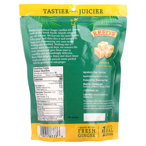 Reed's, Craft Ginger Candy, кристаллизованный имбирь, 454 г (16 унций)