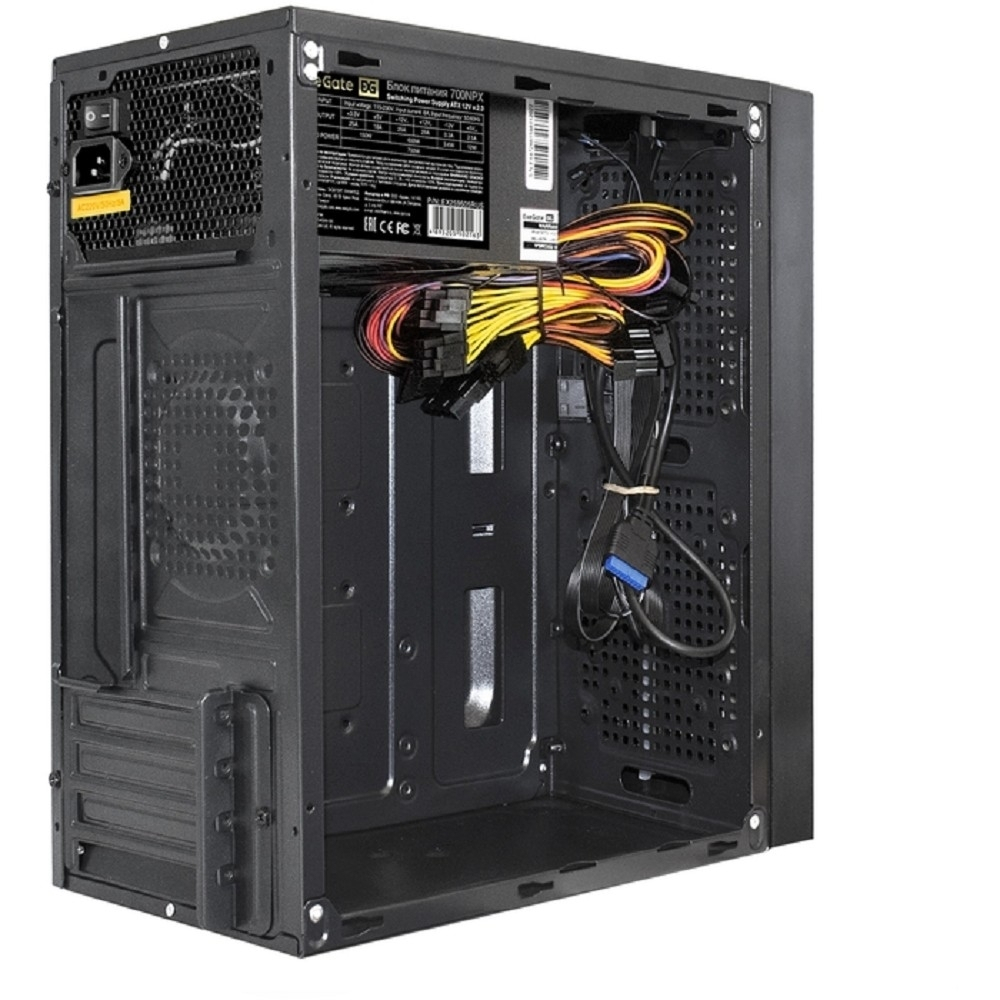 Корпус для компьютера Exegate EX287886RUS Корпус Minitower ExeGate mEVO-9302-RGB-700W-12 (mATX,700NPX 12см,2USB+USB3.0, HD аудио,черн / RGB)