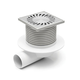 Трап для пола с боковым сливом MCH Chudej 425 XL (решетка из нержавеющей стали Neptun, 12,2 х 12,2 см), D50, пластик, с воротником