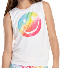 Футболка для девочки теннисная Lucky in Love Novelty Print All Smiles Tie Back Tank - разноцветный