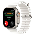 Часы Apple Watch Ultra 2, 49 мм, титан светлого цвета, ремешок Ocean белого цвета (2023)