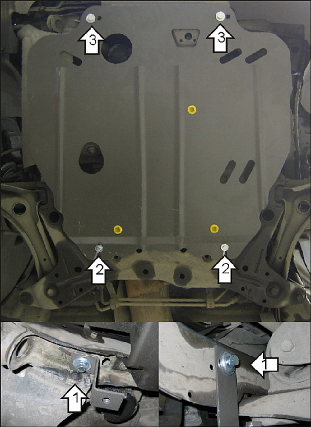 Защита картера Двигателя, КПП. 2 мм, Сталь. для Dodge Caliber 2006-2011 MOTODOR.02904