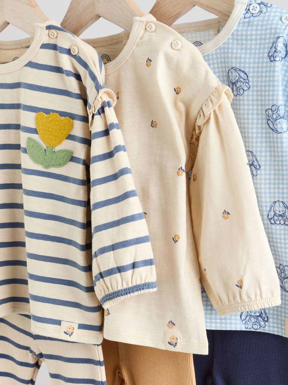 Лонгслив и брюки в комплекте для малышей Next AA6-805, 3 шт., Бежевый, Синий