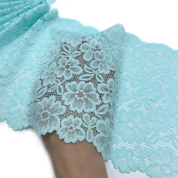 Кружево эластичное ментол бледный 22 см, Китай