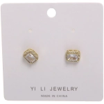 Серьги из гиппоалергенного металла со стразами «ПАЛУМНА», классика, цвет золото и серебро, 1*0,8см