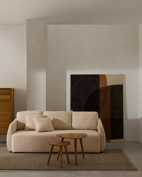 Трехместный диван-кровать Laira, 225 см, шенилл цвета экрю 