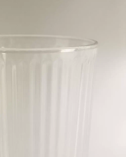 ZARA HOME СТАКАН ДЛЯ ПРОХЛАДИТЕЛЬНЫХ НАПИТКОВ ИЗ СТЕКЛА С УЗОРОМ В ПОЛОСКУ, ПРОЗРАЧНЫЙ