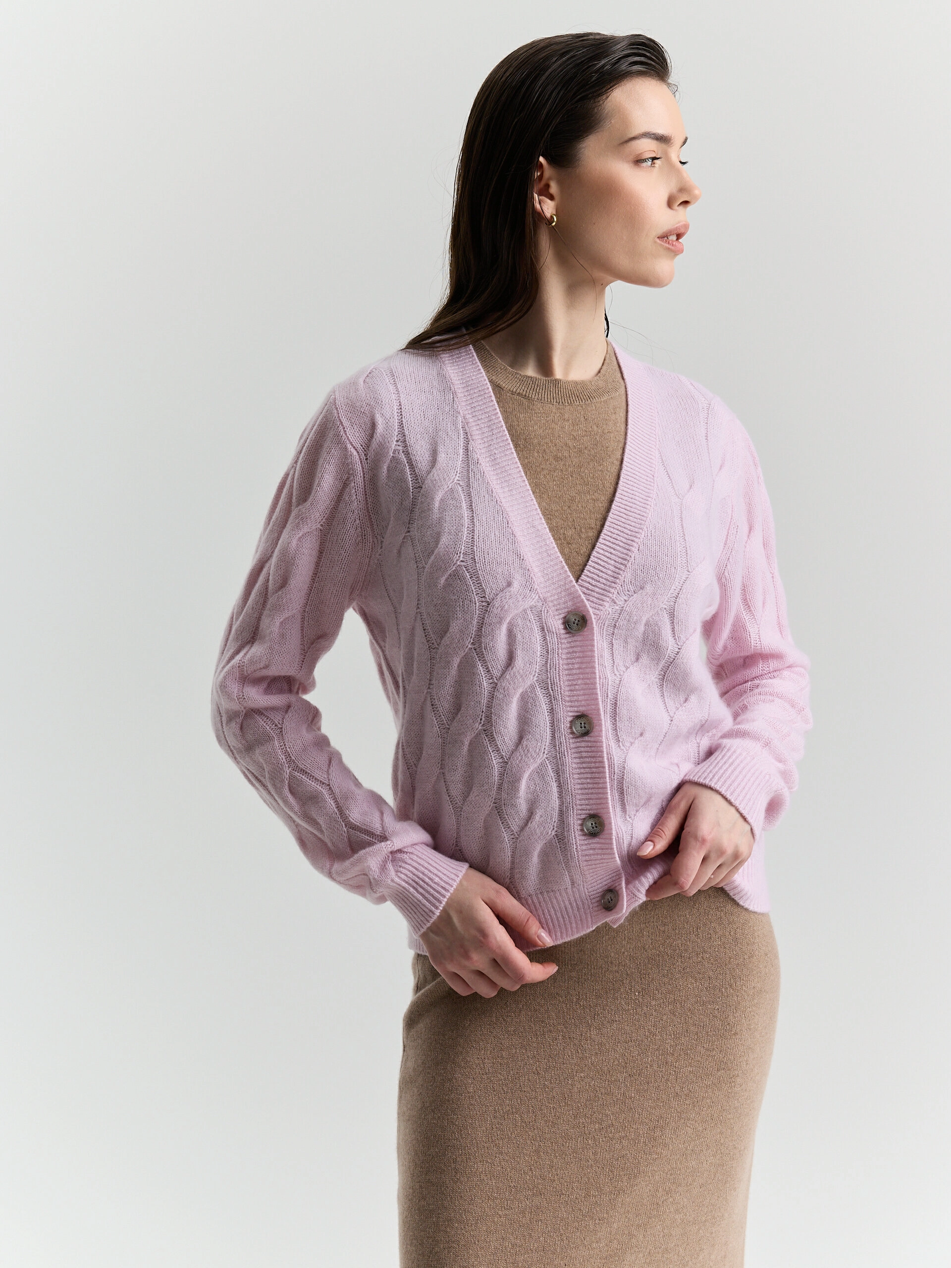 Кашемировый кардиган с косами