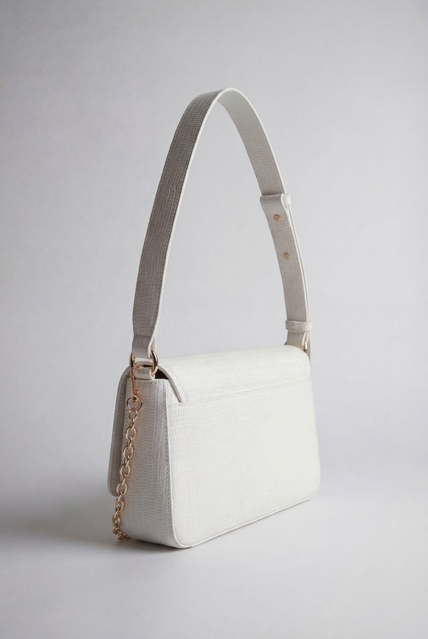 Сумка-кроссбоди из кожи под рептилию, белый