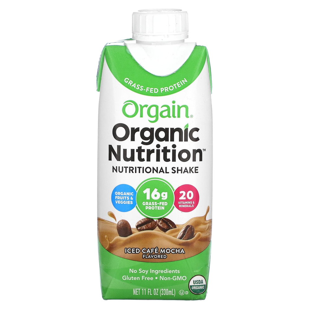 Orgain, Organic Nutrition, питательный коктейль, ледяной кофейный мокко, 4 пакетика, по 330 мл (11 жидк. унц.)