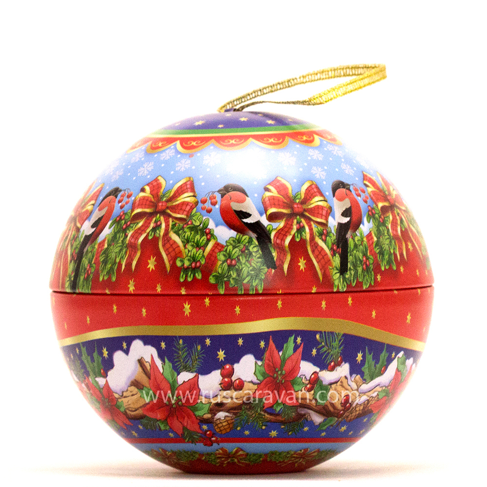1099к Шар "Снегири" 0,35 кг, жесть, 107х104 мм, тесьма