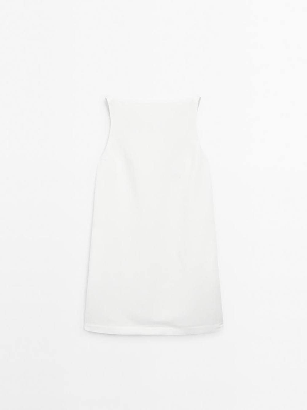 Massimo Dutti Мини-платье из струящейся смесовой льняной ткани, белый